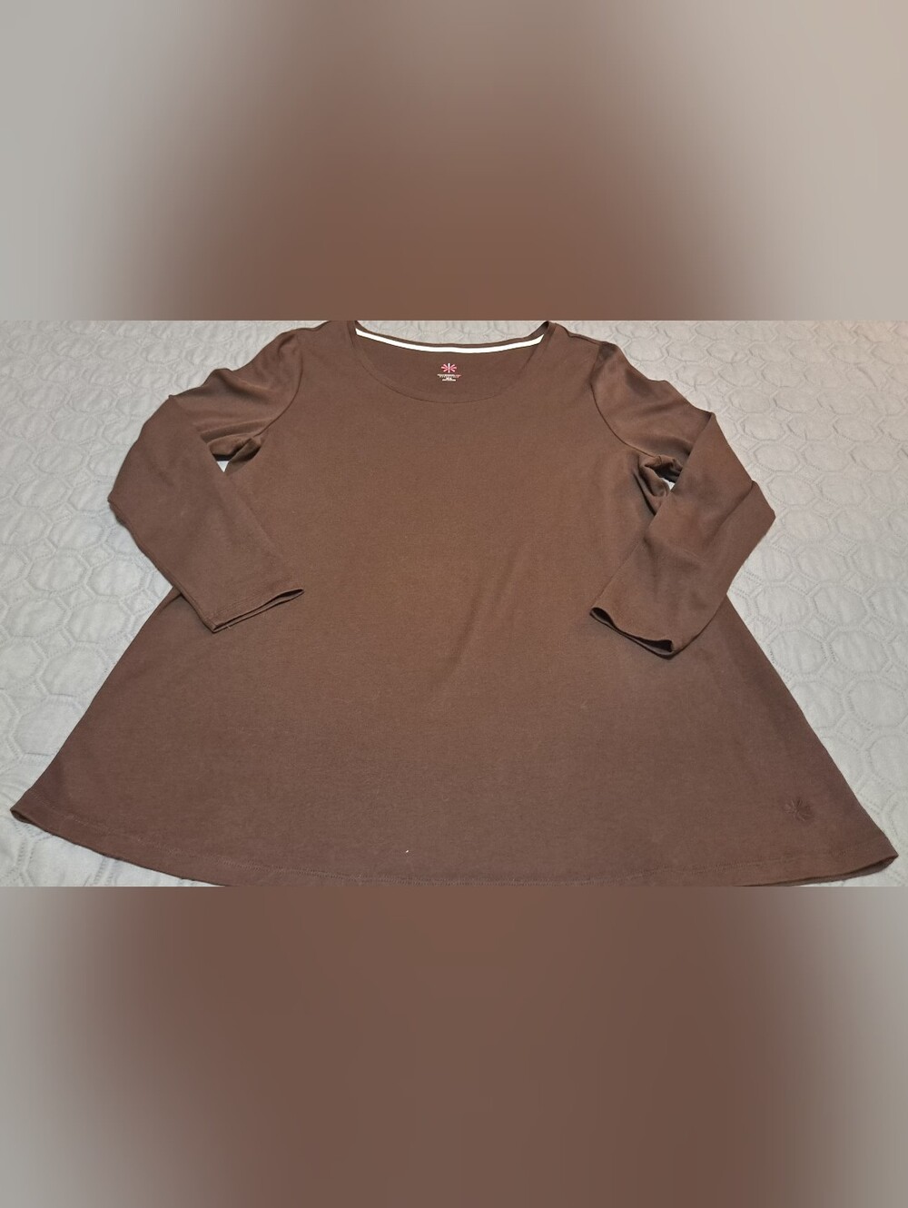 Isaac Mizrah Live Chocolate Brown Long-Sleeve Tee Sz XL
